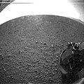 Curiosity's first image after landing (without clear dust cover, 6 August 2012)