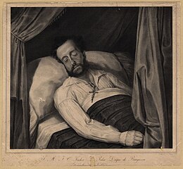 Emperor Pedro I of Brazil (also King of Portugal as Pedro IV) wearing a crucifix cross necklace on his deathbed