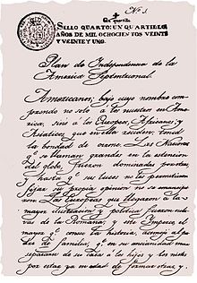 Image of the original "Plan of Iguala" document