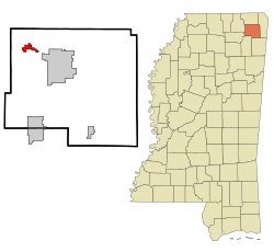 Location of Jumpertown, Mississippi