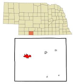 Location of McCook within Nebraska and Red Willow County