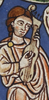 illuminated image from Rylands Beatus showing man playing Cythara lute