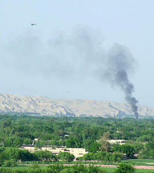 Sangin District Centre during a fight between British troops and the Taliban in 2007