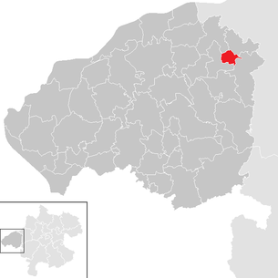 Lage der Gemeinde St. Veit im Innkreis im Bezirk Braunau am Inn (anklickbare Karte)