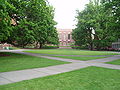 View of the quad looking south toward the library