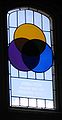 Stained-glass window in dining hall, commemorating John Venn, who invented the concept of the Venn diagram
