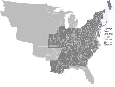 Map of presidential election results by county, shaded according to the vote share of the highest result for an elector candidate not pledged to support any particular presidential or vice presidential candidate
