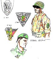 Uniforms of the Foreign Legion paratroopers during the Indochinese war.