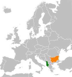 Map indicating locations of Albania and Bulgaria
