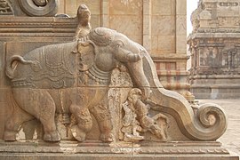 An elephant relief on the Thanjavur temple