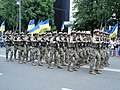 Soldiers of the National Guard of Ukraine wearing MultiCam in a military parade