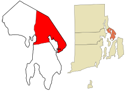 Location in Bristol County and the state of Rhode Island