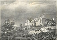 Chateau d'Ecouen, lithograph by C. Motte from the drawing by Renoux