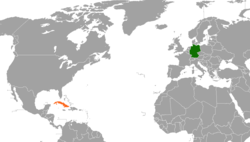Map indicating locations of Germany and Cuba