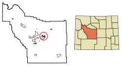 Location of Riverton in Fremont County, Wyoming.