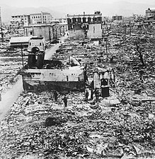 Indian soldiers survey ruins of Hiroshima