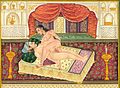 Das Bett als Ort für Sex, Illustration des Kamasutra