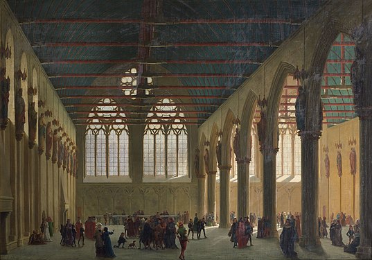 The Grande-Salle during the late Middle Ages, reconstruction by Sébastien Charles Giraud [fr], 1878