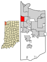 Location of Munster in Lake County, Indiana.
