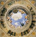 Oculus on the ceiling of the Spouses Chamber, castle of San Giorgio in Mantua, Italy, by Andrea Mantegna