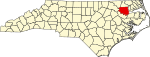 State map highlighting Bertie County