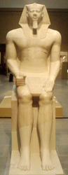 Colossal alabaster statue of Menkaura at the Boston Museum of Fine Arts