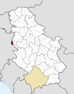 Location of the municipality of Mali Zvornik within Serbia