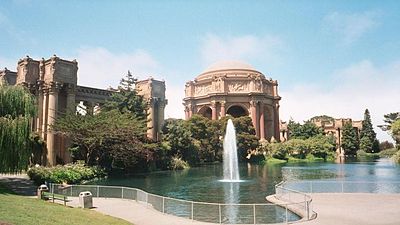 Modern picture of the Palace of Fine Arts, the only building surviving today (reconstructed) still on the exposition grounds