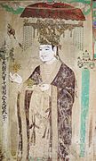 Portrait of a Khotan King wearing Chinese-style dragon robes.