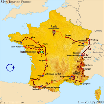 Route of the 2000 Tour de France