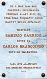 Gedenkplakette für Sampaio Garrido an der ehemaligen portugiesischen Botschaft in Ungarn