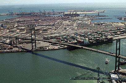 Vincent Thomas Bridge and the Port of Los Angeles