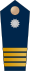 Blue epaulette with a silver button and 4 small golden stripes