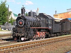 Steam locomotive Er 774-40 in the locomotive depot of the station (installed in the Southern Railway Museum in Kharkiv in 2014)