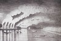 A View of the Plundering and Burning of the City of Grimross, forcing the expulsion of the Acadians (1758)