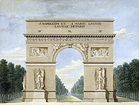 The wooden Arc de Triomphe built on the occasion of the entry into Paris of Napoleon and Marie Louise in 1810.