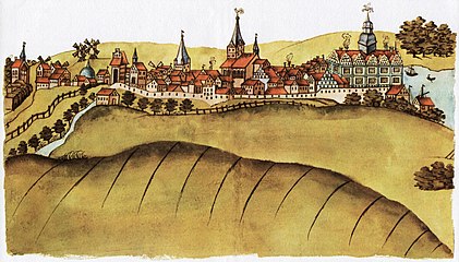 Stadt und Schloss Barth um 1615
