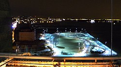 View of the construction site at night