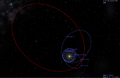 Simulated view showing the orbit of 2012 VP113