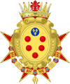 Das Wappen der Medici als Großherzöge der Toskana und Großmeister des St.-Stephans-Ordens, aufgelegt auf dem Ordenskreuz