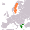 Location map for Greece and Sweden.