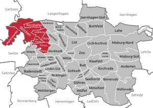 Lagekarte des Stadtbezirks Herrenhausen-Stöcken in Hannover