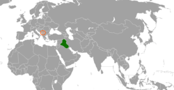 Map indicating locations of Iraq and Kosovo