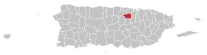 Map of Puerto Rico highlighting Toa Alta Municipality
