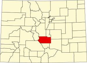 Map of Colorado highlighting Fremont County