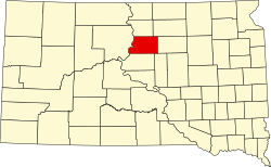 Karte von Potter County innerhalb von South Dakota