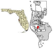 Location of Bardmoor in Pinellas County, Florida.