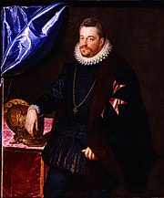 Painting of seated duke in black, regal attire