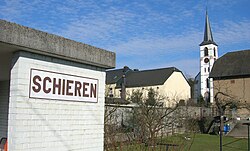 Schieren train station and church