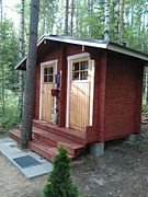 An outhouse toilet in Rantasalmi, South Savonia, Finland